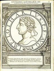 Lotharius I, illustration from Imperatorum Romanorum Omnium Orientalium et Occidentalium Verissimae Imagines ex Antiquis Numismatis
